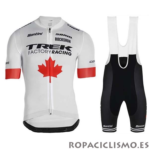 2020 Maillot Trek Factory Racing Campeon Canada Tirantes Mangas Cortas 2019 Blanco